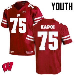 Youth Wisconsin Badgers NCAA #75 Micah Kapoi Red Authentic Under Armour Stitched College Football Jersey QK31Z01HX
